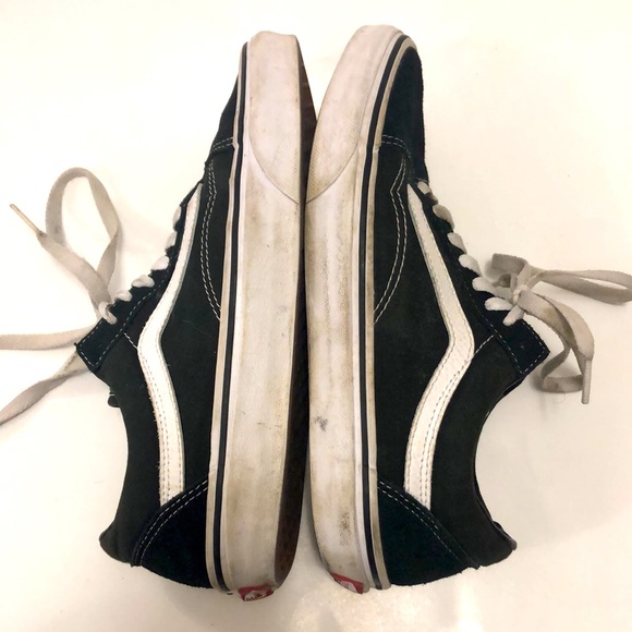 Vans 6.5 Black Old Skool Shoe White Sidestrip stitch Suede & canvas very good - Picture 4 of 9